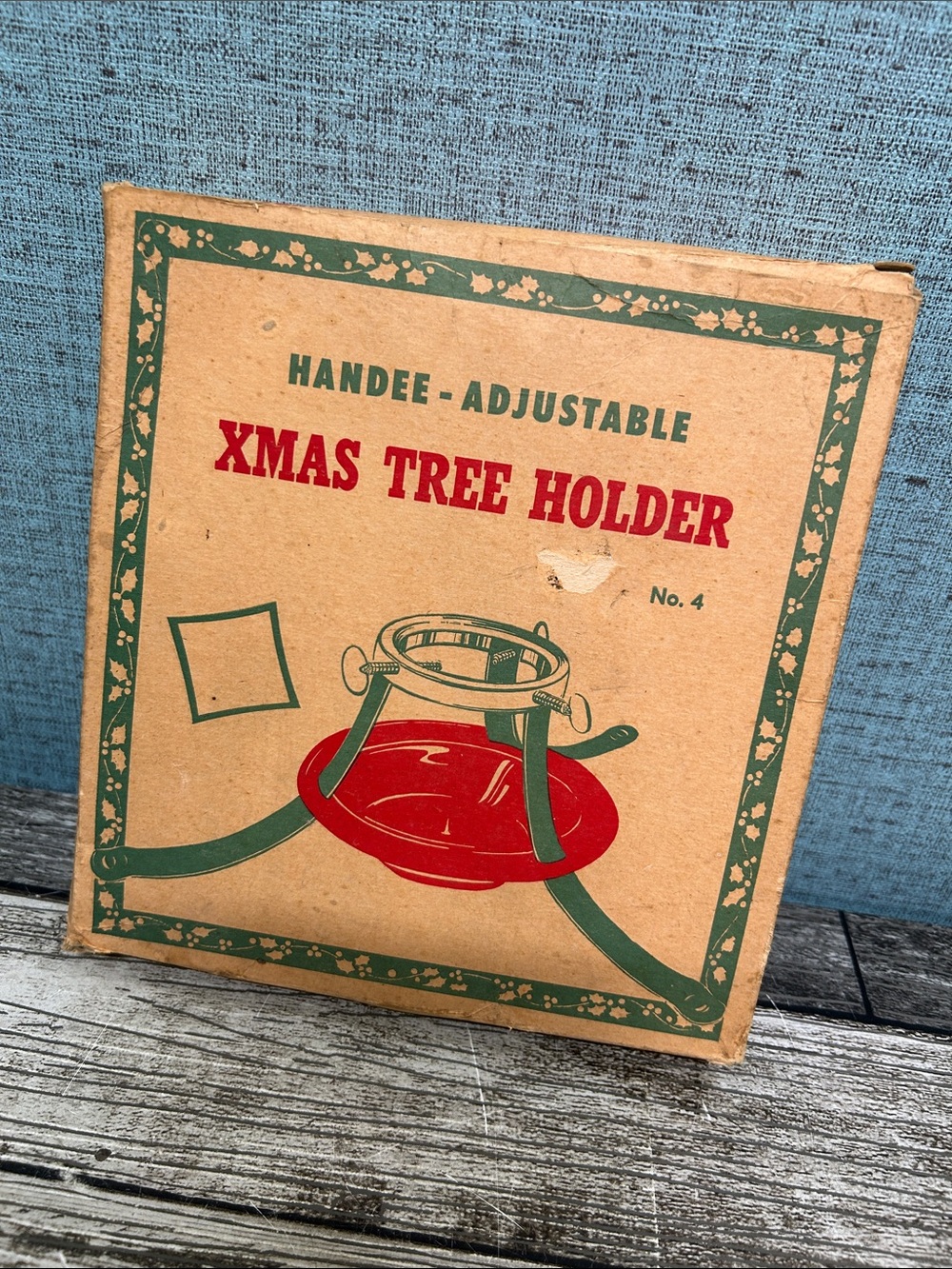 Vintage Handee No 4 Adjustable Christmas Tree Stand Holder In Original Box Metal